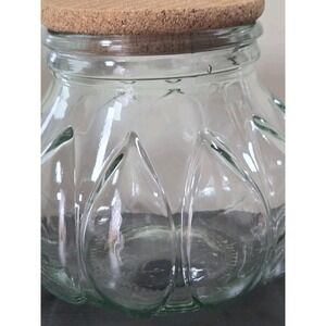 Lg Vtg Pumpkin Glass Jar 7 Inch High 27 Inch Round‎ Cork Lid Italian Made